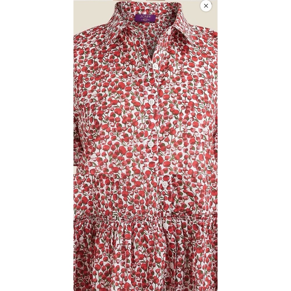 J. Crew Amelia Cotton Dress in Liberty Eliza's Red Floral Womens Medium - Picture 14 of 16
